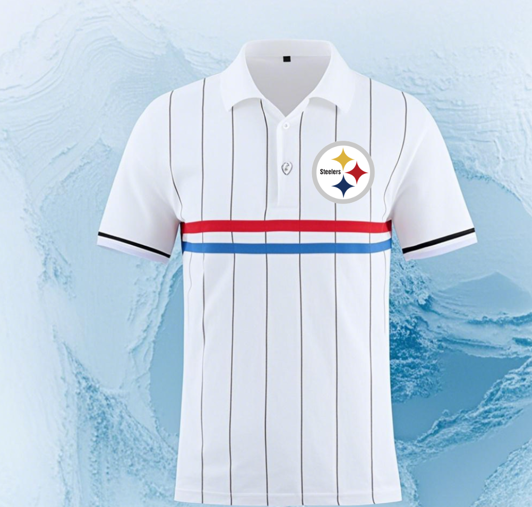 Pittsburgh Steelers white style #2 Men 2025 NFL polo T shirt